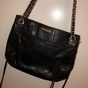 Black leather Rebecca Minkoff chain bag